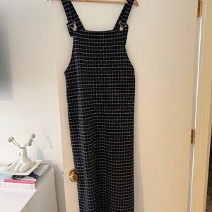 Tofisa Black Grid Print Pinafore Midi Dress ✨